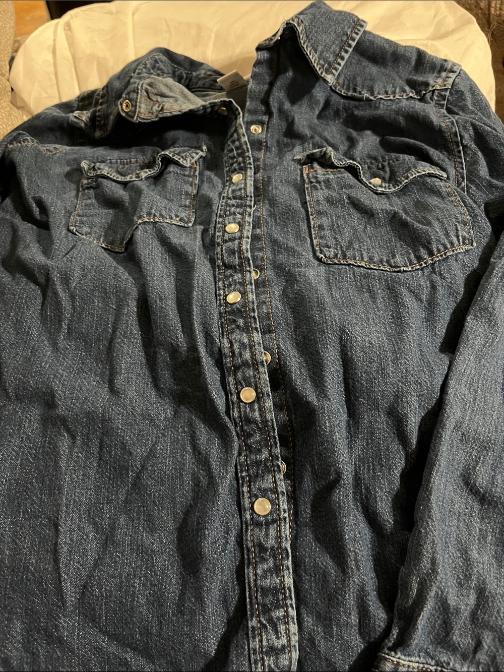Old Navy Women’s Dark Blue Denim Button-Down Shirt